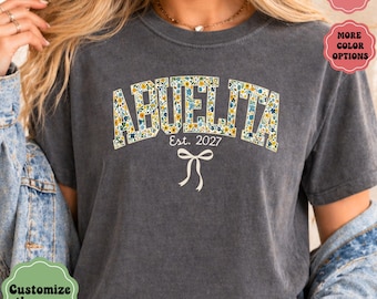 Abuela Floral Shirt Comfort Colors Grandma To Be Gift Spanish Grandma Tee Pregnancy Announcement Est Year Vintage Wildflower Shirt