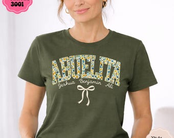 Personalized Floral Grandma Shirt with Grandkids Names, Grandma gift for mothers day, Mimi Shirt, Abuelita Gift Idea, Nana Shirt Custom