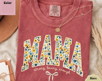 Floral Mama Shirt Comfort Colors, Retro Varsity Mama Tee, Cute Vintage Mom Gift, Mothers Day Shirt, Aesthetic Mama T Shirt, Gifts for Her