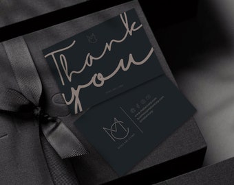 Thank You Card for Small Business Packaging Branding Template Luxurious Black Aesthetic Business Branding Gifts for Her Company