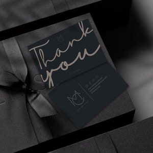 Dankeskarte für kleine Unternehmen Verpackung Branding Vorlage Luxuriöse schwarze ästhetische Business Branding Geschenke für ihr Unternehmen