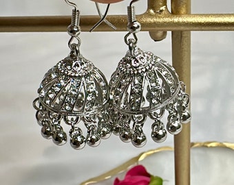 Silver Pakistani Earring | Pakistani Jhumki Earrings | Indian Jhumki | Indian Jewelry | Pakistani Jewelry | Bollywood Jhumka | Silver Jhumki