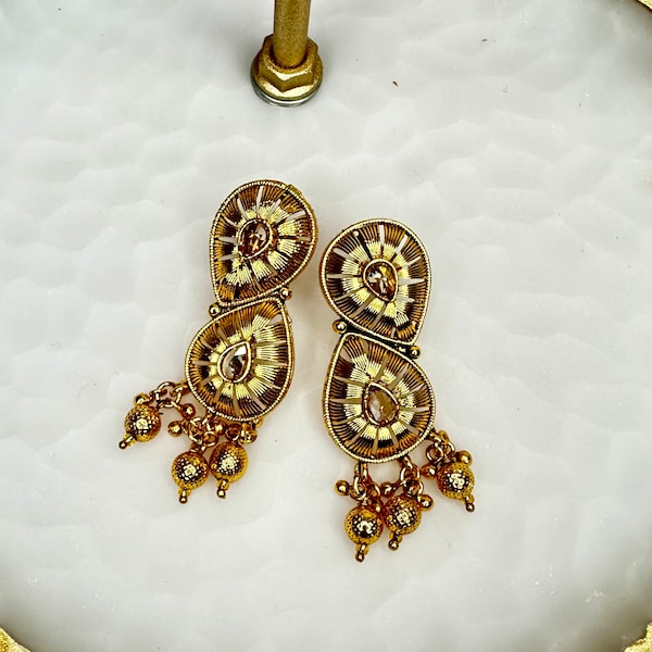 Indian Style Gold Earring | Multicolor Stud Earrings | Indian Stud Earrings | Indian Jewelry | Pakistani Jewelry | Bollywood Jewelry