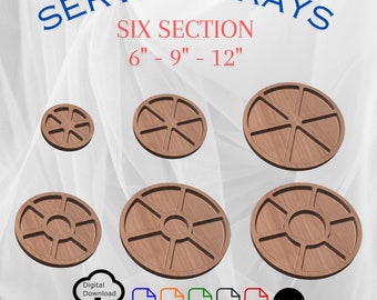 Six-Section Circle Tray CNC Files: Serving Tray Designs (Digital Download)