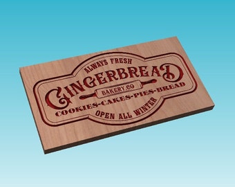 Gingerbread Bakery Co Christmas Sign - CNC Laser Cut Files (Digital Download)