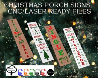 Christmas Porch Sign CNC Laser Files: Holiday Designs (Digital Download)