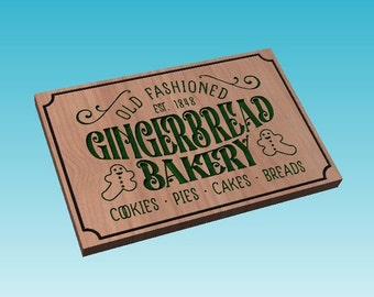 Gingerbread Bakery Sign: Christmas Decor CNC Laser Files (Digital Download)