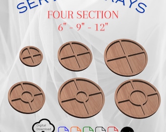 Four Section Circle Tray CNC Files: Serving Tray Vector (Digital Download)