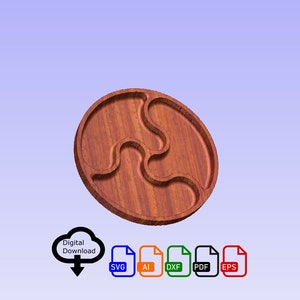 Triskelion Serving Tray - Digital download vector files (Svg, Dxf, Ai, Eps, and Vectric CRV) for use with CNC router