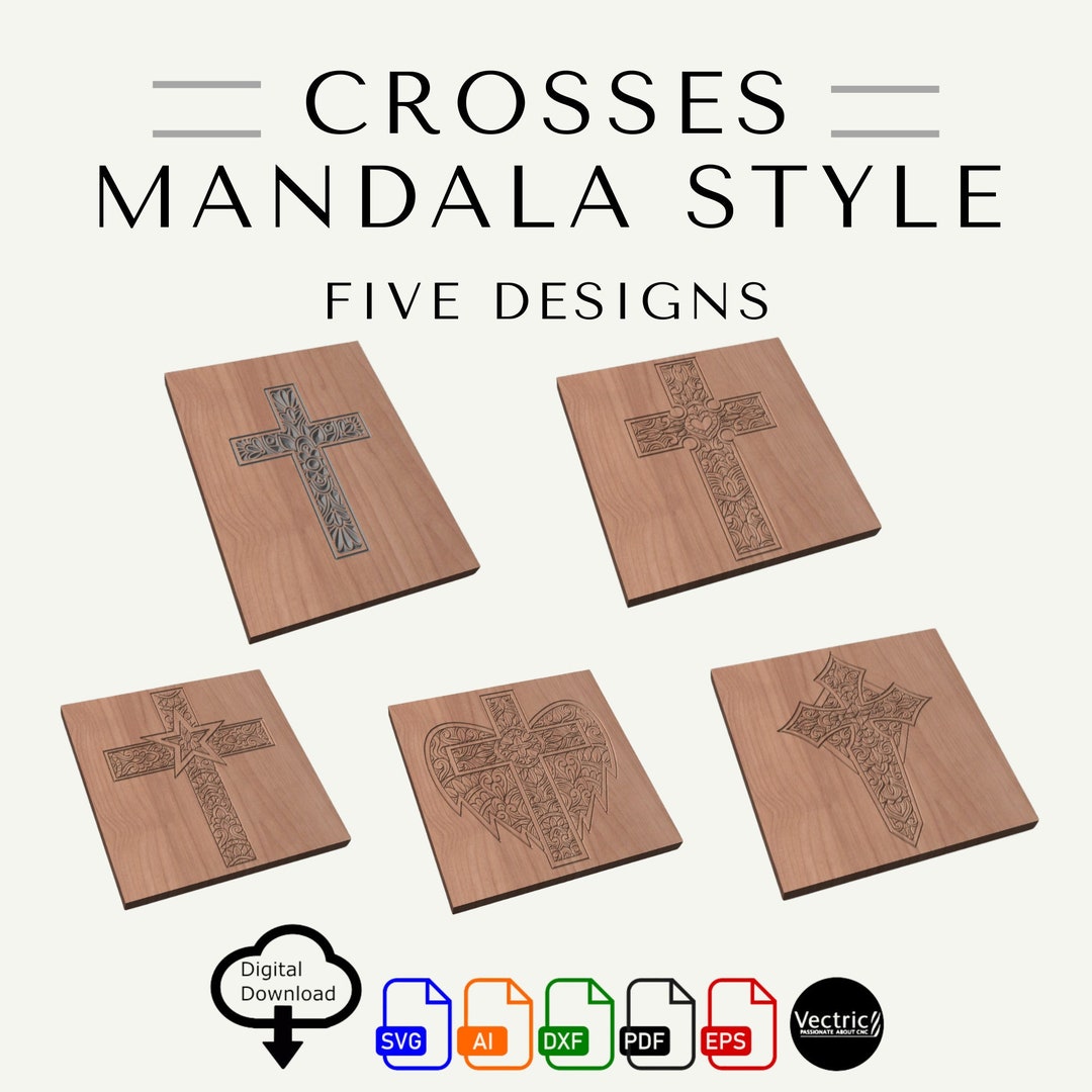 Mandala Cross CNC Files: 5 Laser Cut Designs (digital Download) - Etsy