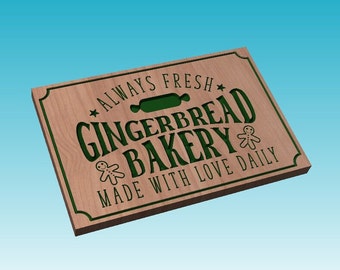 Gingerbread Bakery Christmas Sign - CNC Laser Cut Files (Digital Download)