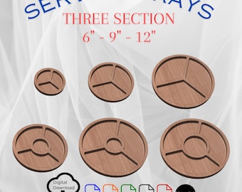 Three Section Circle Tray CNC Files: Serving Tray Designs (Digital Download)