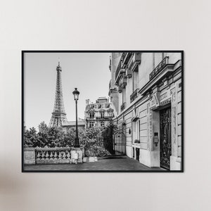 Print Parijs, poster Eiffeltoren, print Eiffeltoren, zwart-witfoto, poster Parijs, wanddecoratie Parijs, cadeau kunstliefhebber - digitaal bestand