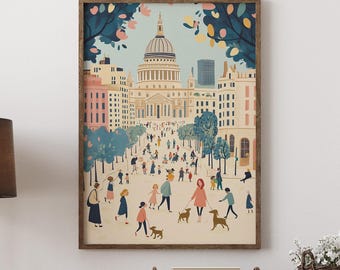 St. Paul's Cathedral Art Print: London Cityscape, Pastel Nursery Decor