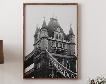 London Tower Bridge Print: Black and White England Wall Art