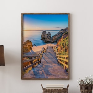 Cartel del Algarve, Foto del Algarve, Impresión de la pared del Algarve Portugal, Arte de la pared del paisaje marino de Portugal, Fotografía del acantilado del océano, Arte de la playa - Marco opcional