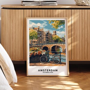 Amsterdam Wandkunst, Amsterdam Druck, Amsterdam Poster, Amsterdam Gracht Haus Kunst, Niederlande Reise, Niederlande Sehenswürdigkeiten - Optionaler Rahmen