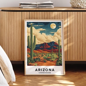 Arizona Druck, Arizona Poster, Kaktus Wandkunst, Arizona Saguaro National Park, Wüstendruck, Südwestern Dekor - Optionaler Rahmen