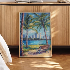 Miami poster, Miami Art Print, Miami schilderij, Miami Wall Art, Florida poster, Miami Travel Print, verjaardagscadeau - optionele lijst