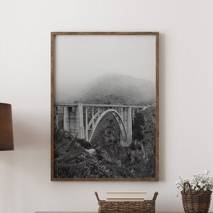 Big Sur Poster, Big Sur Kunstdruck, Schwarz Weiß Foto, Big Sur Fotografie, Karte Poster, Reise Poster, Ozean Wand Dekor - Optionaler Rahmen