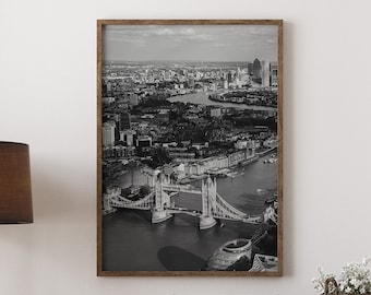 London Tower Bridge Print: Black and White England Wall Art