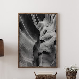 Antelope Canyon Art Print, zwart-wit foto, Antelope Canyon poster, Grand Canyon poster print, Arizona Travel Art - optioneel frame