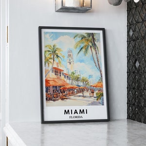 Miami poster, Miami Art Print, Miami schilderij, Miami Wall Art, Florida poster, Miami Travel Print, verjaardagscadeau - optionele lijst