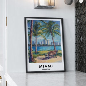 Miami poster, Miami Art Print, Miami schilderij, Miami Wall Art, Florida poster, Miami Travel Print, verjaardagscadeau - optionele lijst