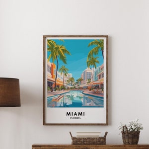 Miami poster, Miami Art Print, Miami schilderij, Florida poster, Miami Travel Print, zwembad print, verjaardagscadeau - optionele lijst