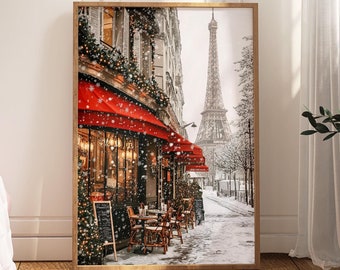 Christmas Eiffel Tower Poster: Paris Winter Wall Art