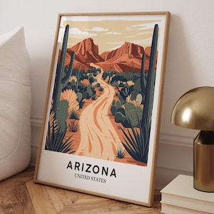 Arizona Druck, Arizona Poster, Kaktus Wandkunst, Arizona Saguaro National Park, Wüstendruck, Südwestern Dekor - Optionaler Rahmen