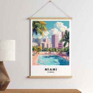 Miami poster, Miami Art Print, Miami schilderij, Florida poster, Miami Travel Print, zwembad print, verjaardagscadeau - optionele lijst