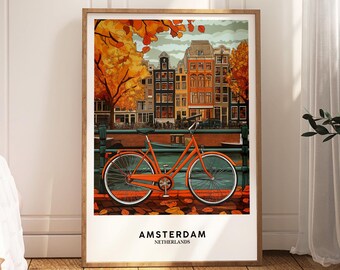 Amsterdam Canal Art Print: Netherlands Travel Poster