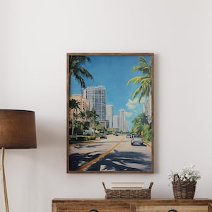 Miami poster, Miami Art Print, Miami schilderij, Miami Wall Art, Florida poster, Miami Travel Print, verjaardagscadeau - optionele lijst