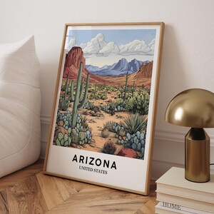 Arizona Druck, Arizona Poster, Kaktus Wandkunst, Arizona Saguaro National Park, Wüstendruck, Südwestern Dekor - Optionaler Rahmen