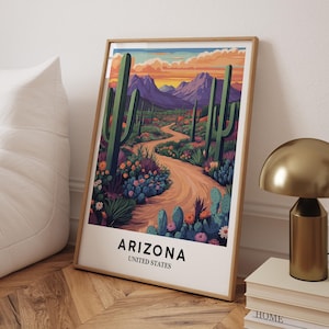 Arizona Druck, Arizona Poster, Kaktus Wandkunst, Arizona Saguaro National Park, Wüstendruck, Südwestern Dekor - Optionaler Rahmen