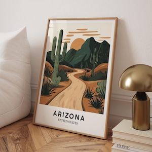 Arizona Druck, Arizona Poster, Kaktus Wandkunst, Arizona Saguaro National Park, Wüstendruck, Südwestern Dekor - Optionaler Rahmen