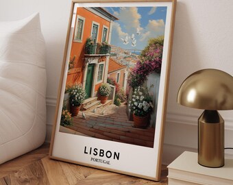 Lissabon Portugal Poster : Alte portugiesische Haus Ölgemälde