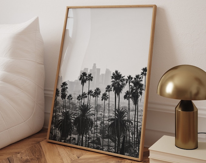 Los Angeles Downtown Poster: Black and White Photography, California Travel Art