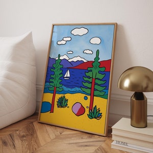 Impression Lake Tahoe, affiche Lake Tahoe, art Lake Tahoe, voyage Lake Tahoe, impression Emerald Bay Tahoe, montagnes de la Sierra Nevada - cadre en option