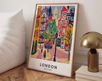 London Art Print: Matisse Style, Abstract Cityscape