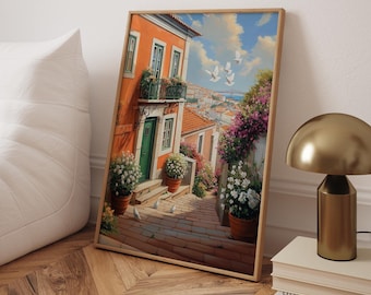 Lisbon Old Portuguese House Poster: Vintage Travel Print