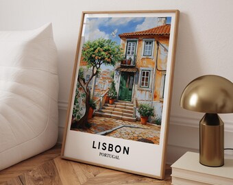 Lissabon Portugal Poster : Alte portugiesische Haus Ölgemälde