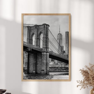 Brooklyn Bridge Poster, Schwarzweiß-Wandkunst, Brooklyn Bridge Foto, New York City Art, Stadt Wanddekor, Reiseposter - optionaler Rahmen