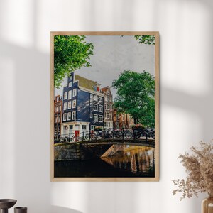 Amsterdam Wandkunst, Amsterdam Fotografie, Amsterdam Poster, Amsterdam Grachtenhaus Wandkunst, Karte Poster, Reiseposter - Optionaler Rahmen