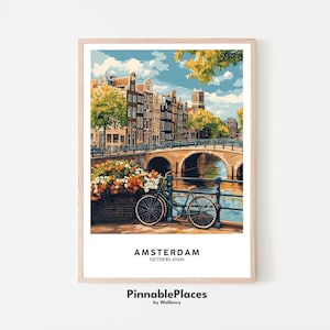 Amsterdam Wandkunst, Amsterdam Druck, Amsterdam Poster, Amsterdam Grachten-Haus, Niederlande Reise, Niederlande Sehenswürdigkeiten - Digitale Datei