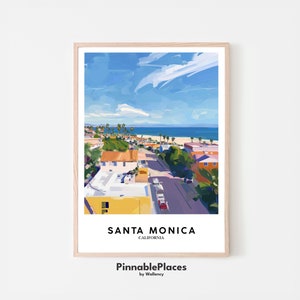 Santa Monica Poster, Santa Monica Art Print, Santa Monica Wall Art, California Travel Art, Henri Matisse Style - Digital File