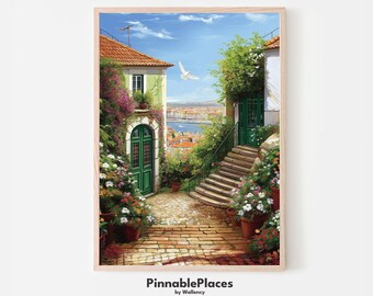 Lisbon Portugal Print: Old Portuguese House Oil Painting (Digital File)