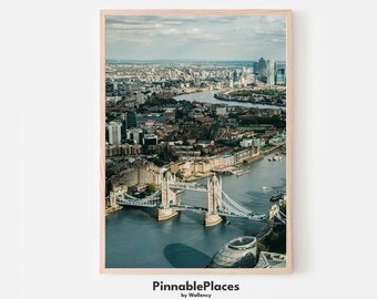 London Tower Bridge Art Print: England Travel Poster (Digital File)