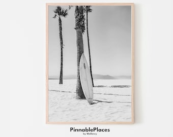 Black and White Surfboard Photo: Beach House Decor (Digital File)